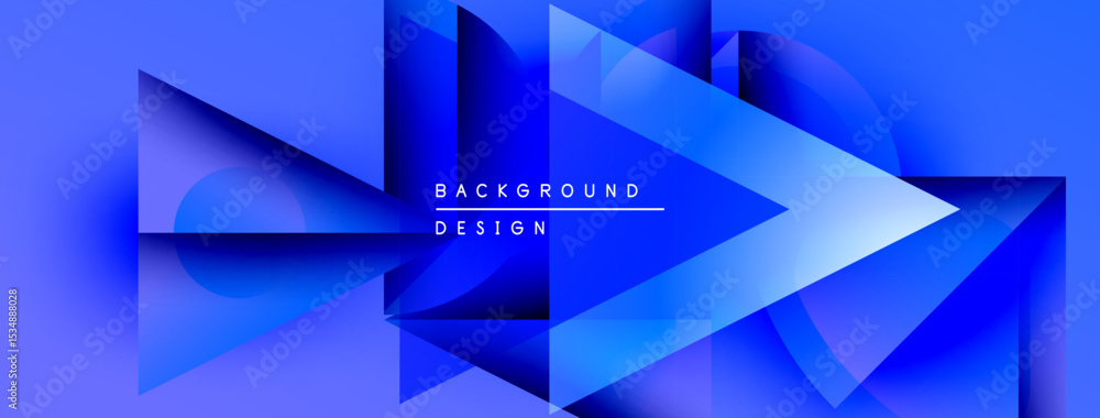 Poster abstract blue design features geometric shapes, gradients, dynamic composition. modern aesthetic sui