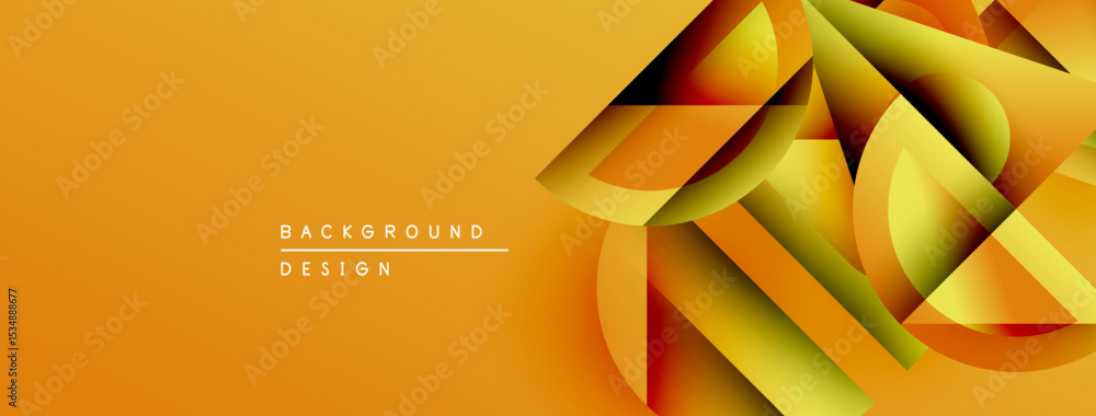 Poster abstract geometric shapes, vibrant orange hues, modern design. dynamic composition creates visual in