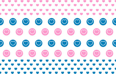pink and blue heart on white, heart icon, like and love vector