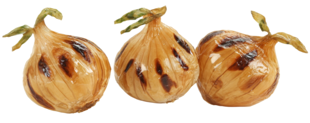 [Transparent Background PNG]Three Grilled Onions Isolated on White Background