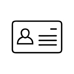 Business Card and ID Badge Line Icon – Minimalist Black Outline Symbol for Contact Information, Employee Identification, and Professional Networking

