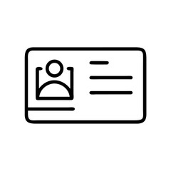 Business Card and ID Badge Line Icon – Minimalist Black Outline Symbol for Contact Information, Employee Identification, and Professional Networking

