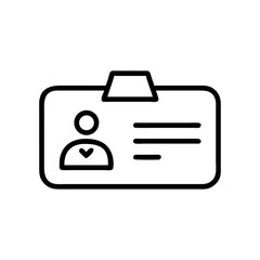Business Card and ID Badge Line Icon – Minimalist Black Outline Symbol for Contact Information, Employee Identification, and Professional Networking

