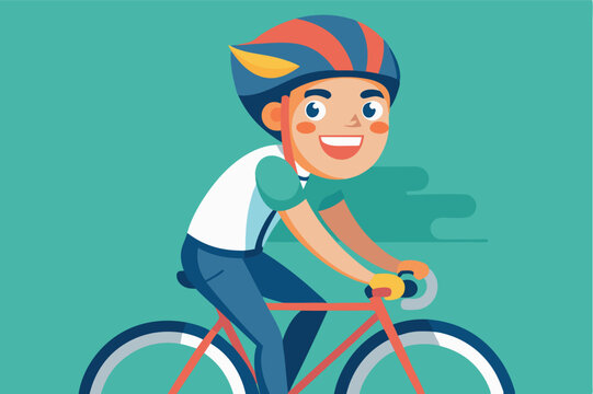 Smiling young cyclist enjoying a ride on a sunny day