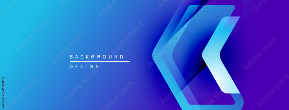 Aufkleber Abstract blue gradient background. Geometric shapes overlap creating modern design element. Minimalist style, vibrant colors present.