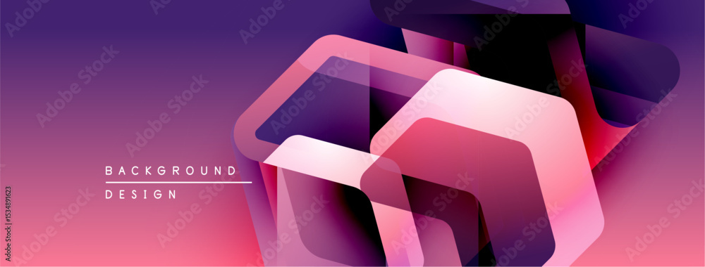 Aufkleber abstract geometric shapes overlap, creating vibrant purple, pink gradient. modern design element for