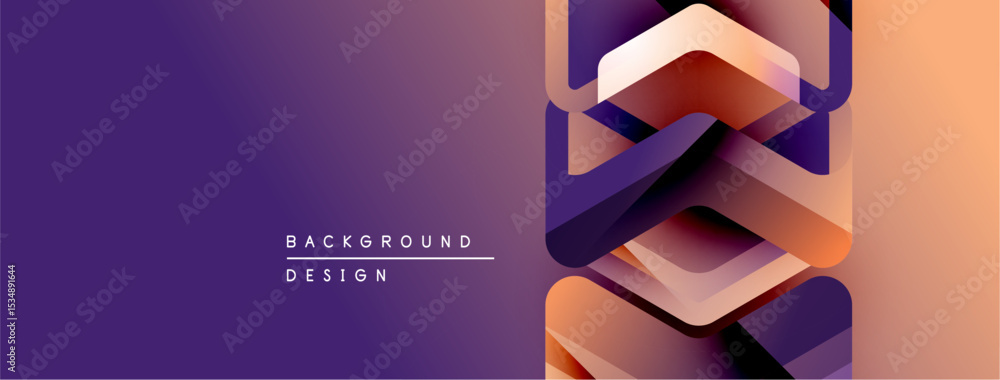 Aufkleber Abstract geometric pattern. Purple, orange hues blend. Modern design elements create dynamic visual effect. Background texture appears layered.