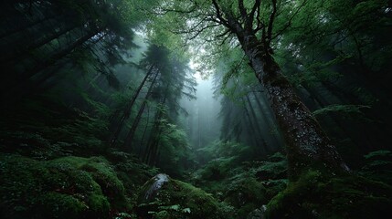 Obraz premium Green forest canopy view