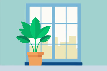 indoor plant arrangement near sunny window  .svg