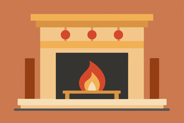 modern fireplace with elegant wall decor  .svg