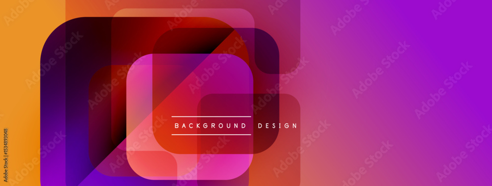 Poster abstract geometric shapes overlap. vibrant colors blend, creating modern design. text reads backgrou