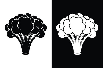 Silhouette Broccoli Icon. Simple Black and White Vegetable Vector Design
