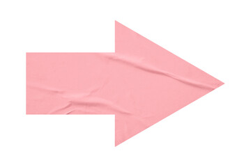 Pink crumpled paper arrow isolated on transparent background