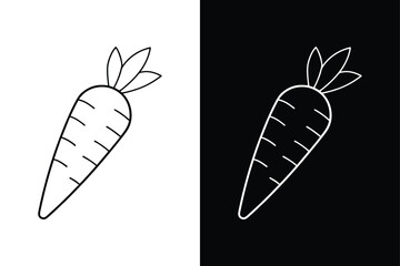 Carrot Clipart Line Drawing. Vector Set of Carrot Outlines for Design Use