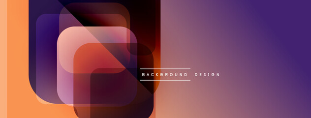 Abstract gradient layers create modern background. Orange, purple hues blend smoothly. Minimalist design suits digital projects.