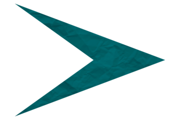Green crumpled paper arrow isolated on transparent background