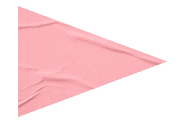 Pink crumpled paper arrow isolated on transparent background