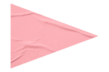 Pink crumpled paper arrow isolated on transparent background