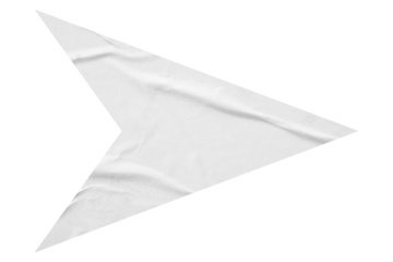 White crumpled paper arrow isolated on transparent background