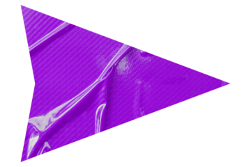 Purple crumpled paper arrow isolated on transparent background