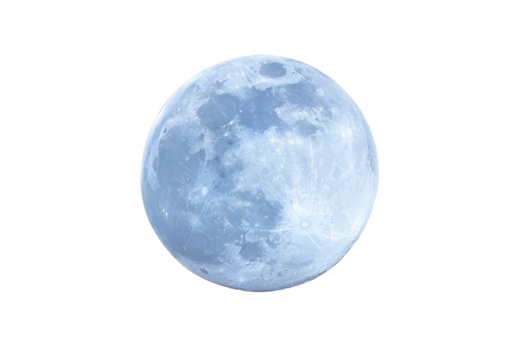 [Transparent Background PNG]Pale Blue Moon in the Night Sky - Powered by Adobe