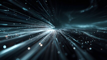 Futuristic Light Burst with Dynamic Blue Particles and Radiant Lines in Space-like Environment
