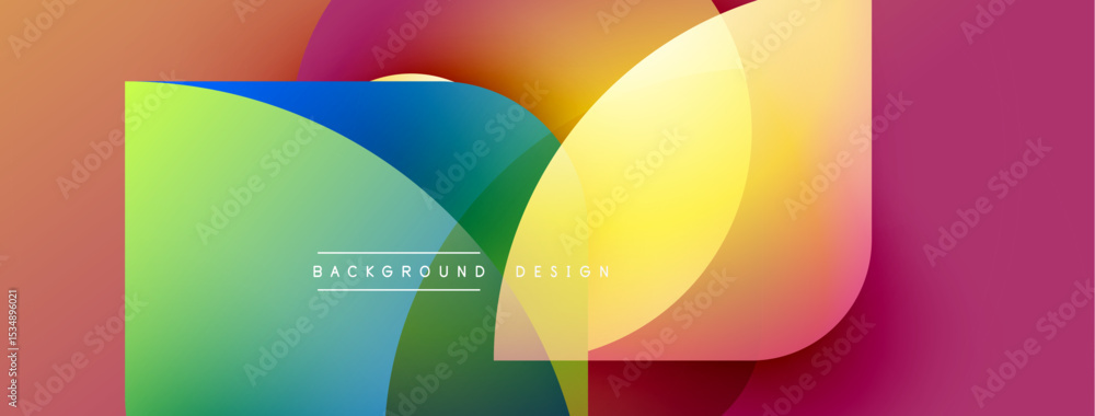 Aufkleber Abstract colorful overlapping circles create vibrant background. Modern design features gradients, shapes, text elements.