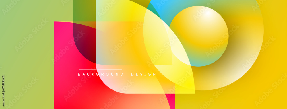 Aufkleber Abstract geometric shapes overlap. Bright colors create dynamic visual effect. Modern design elements suggest innovation, energy.