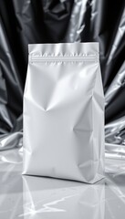 create a visually striking image featuring a plastic texture background with a graphic of a white plastic bag in the foreground