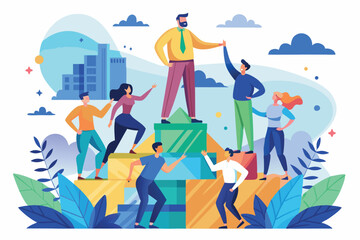 Team members supporting leadership in a collaborative work environment