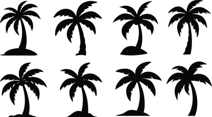 Obraz premium Coastal Palm Tree Island Vector Silhouettes