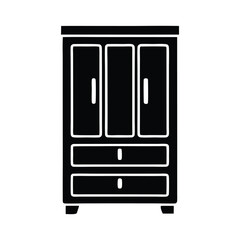 Vector illustration of a set of wooden furniture icons for home interior design wardrobe almirah cupboard silhouette icon