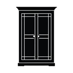 Vector illustration of an old wooden window frame isolated on a white background wardrobe almirah cupboard silhouette icon