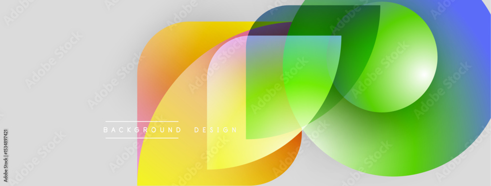 Poster Abstract colorful shapes overlap. Gradient hues create dynamic visual effect. Modern design element for backgrounds, presentations.