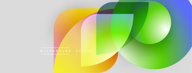 Abstract colorful shapes overlap. Gradient hues create dynamic visual effect. Modern design element for backgrounds, presentations.