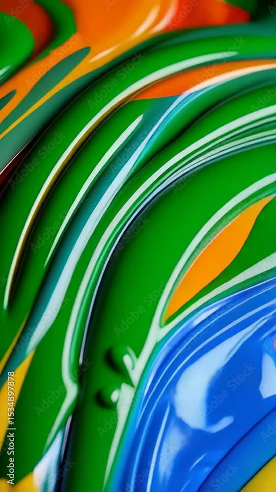 Aufkleber vibrant colorful swirls and curves of glossy smooth paint creating an abstract background with brigh