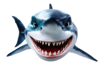 [Transparent Background PNG]Smiling Shark Illustration with Wide Open Jaws