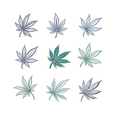 Weed leaf icon set vector on white background. 
