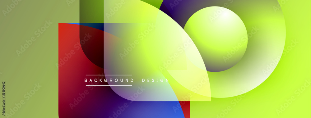 Poster Abstract vibrant design features overlapping colorful shapes. Gradient hues create modern visual impact. Smooth transitions define composition.