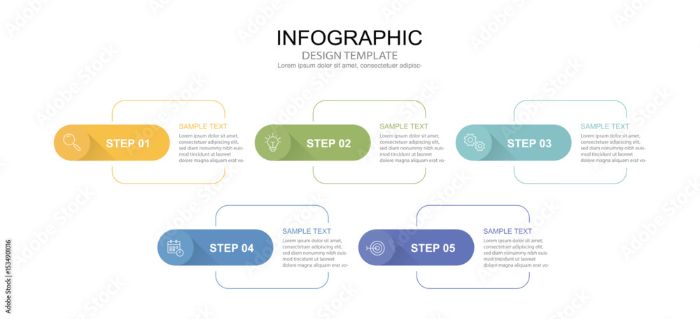 Poster infographic 5 options design elements for your business data. vector illustration