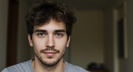 Portrait of a Young Man with Curly Hair