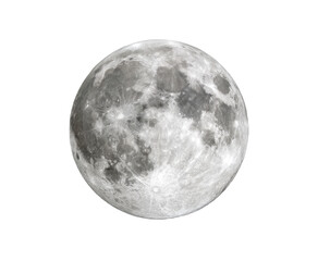 Fototapeta premium [Transparent Background PNG]Full Moon Close-up against White Background