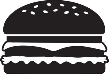 Iconic fast food cheese burger in bold silhouette