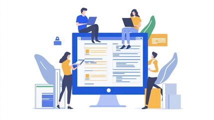 professionals working together on a shared document in real time, seamlessly contributing and updating content for a collaborative report