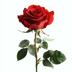 Fototapeta premium Beautiful Red Rose on White Background