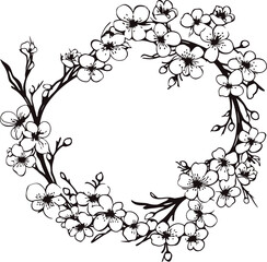 Cherry blossom frame drawing