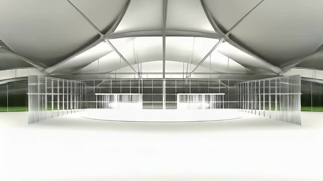 Futuristic White and Glass Building Architectural Model