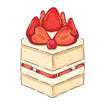 Cake strawberry illusreation