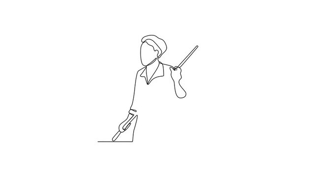 Animated self drawing of a billiard player video design illustration. Sports design illustration simple linear style video concept. Billiard player design for your asset and educational purpose.