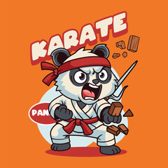 Cute cartoon pandas in martial arts poses wearing karate uniforms and headbands. Fun and dynamic illustration perfect for kids, sports, and character design themes